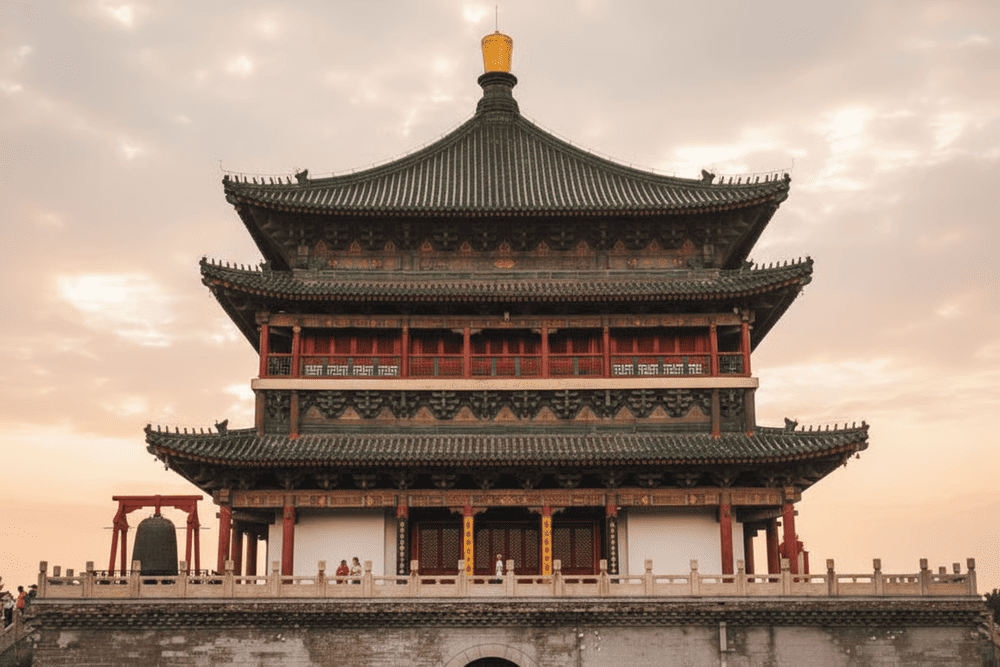 The Drum Tower and the Bell Tower located in the center of Xi’an, which are the symbol architects of this city (Source: Internet)